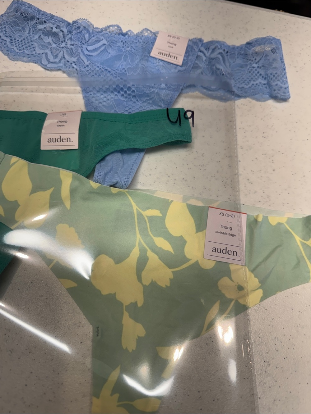 Auden ‎ 3-Pack Thong Underwear - Light Blue, Teal, Green Floral - Picture 2 of 2